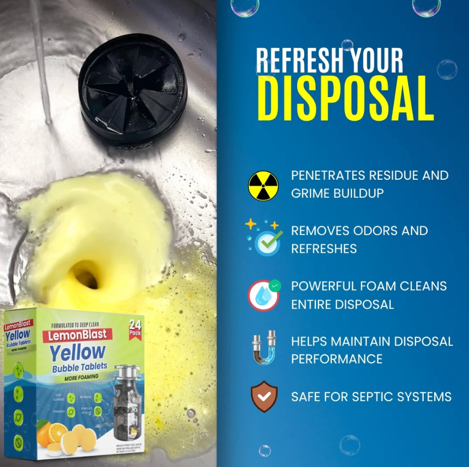 LemonBlast Yellow Bubble Tablets – Odor Eliminator + Blockage Remover BUY 1 GET 1 FREE